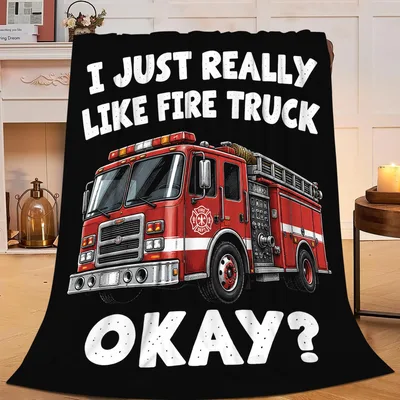 Fire Truck Firefighter Kids Blanket featuring a bold red fire engine