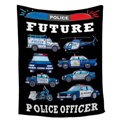 Police Cars Kids Blanket featuring Future Police Officer text
