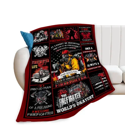 Firefighter Fireman Pride Blanket features a bold collage