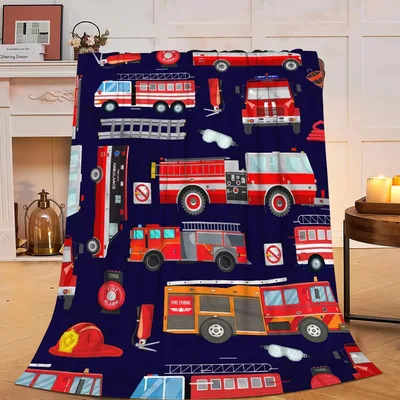 Fire Trucks Kids Blanket featuring fire engines ambulances