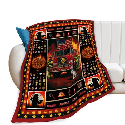 Firefighter Fire Truck Rescue Blanket Celebrating First Responders