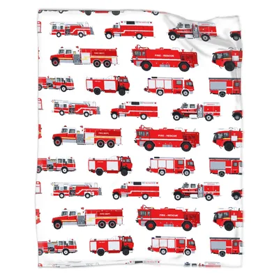 Fire Truck Pattern Blanket featuring red fire engines