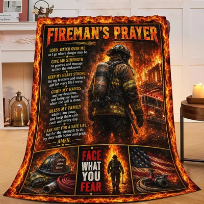 Firefighter Prayer Blanket featuring the Fireman's Prayer text