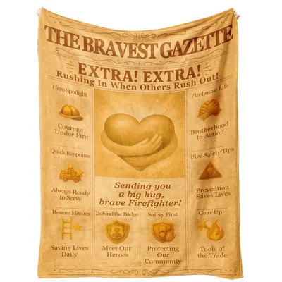 Firefighter Newspaper Tribute Blanket Honoring Bravery and Service