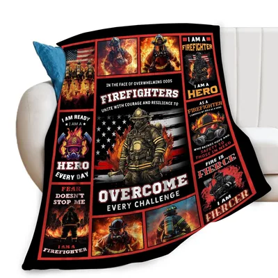 Firefighter Hero Collage Blanket: Courage and Resilience Design