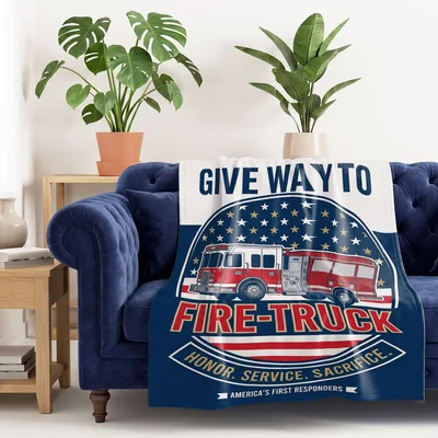 Firefighter Fire Truck Flag Blanket: Give Way to Honor and Service