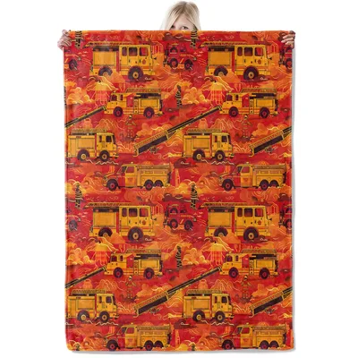 Vintage Fire Trucks Pattern Blanket: Classic Fire Engine Design