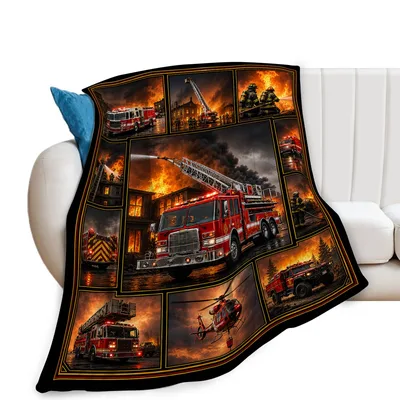 Fire Trucks in Action Blanket: A Collage of Firefighter Rescues