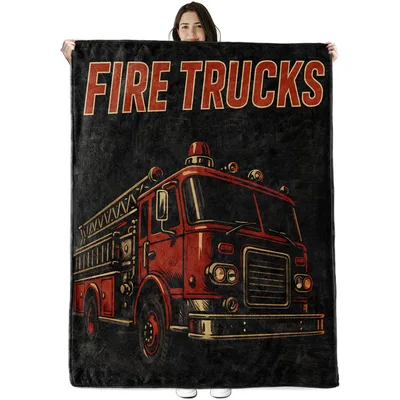 Vintage Red Fire Truck Blanket