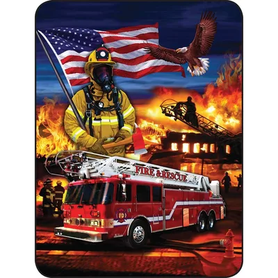 Firefighter Hero with Fire Blanket: Rescue Truck Art Design