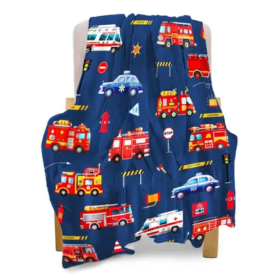 Fire Trucks and Ambulances Blanket: Emergency Vehicle Pattern for Kids