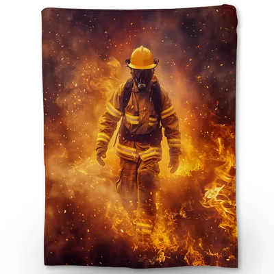 Firefighter in Flames Blanket