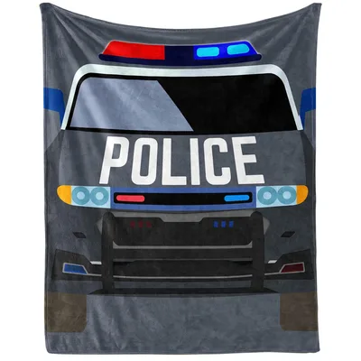 Police Car Front View Blanket: Bold Police Design for First Responders