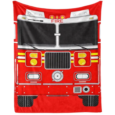 Red Fire Truck Front Blanket: Bold Engine Design for Young Drivers