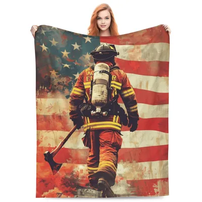 American Flag Firefighter Blanket