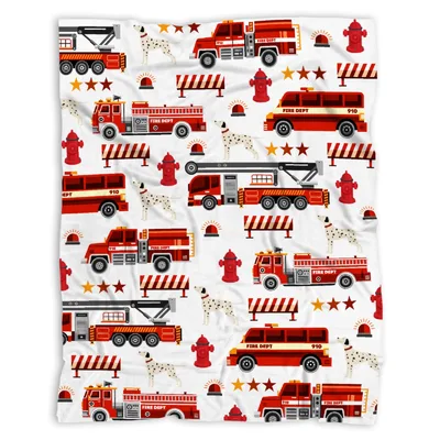 Fire Trucks and Hydrants Blanket: Fire Engine Pattern for Kids – Design 2