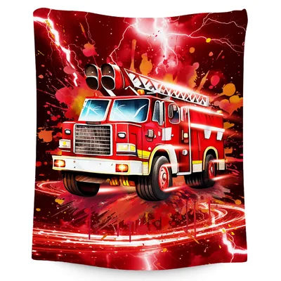 Red Fire Truck Lightning Blanket: Bold Engine Art for Young Responders