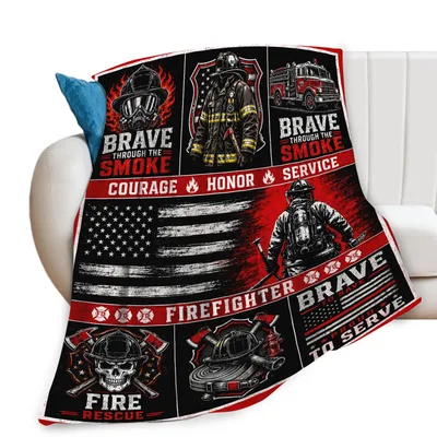 Brave Firefighter Honor Service Blanket features bold text