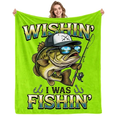 Gone Fishing Blanket: Wishin' I Was Fishin Bass Design