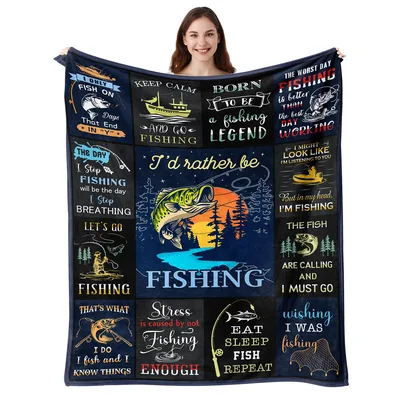 Bass Fisherman Blanket: I'd Rather Be Fishing Design for Anglers