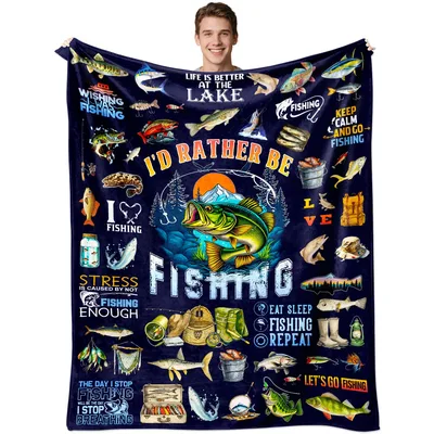 Fishing Lover Bass Blanket: I'd Rather Be Fishing Design