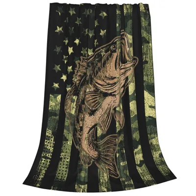 Bass Fish Camo Flag Blanket
