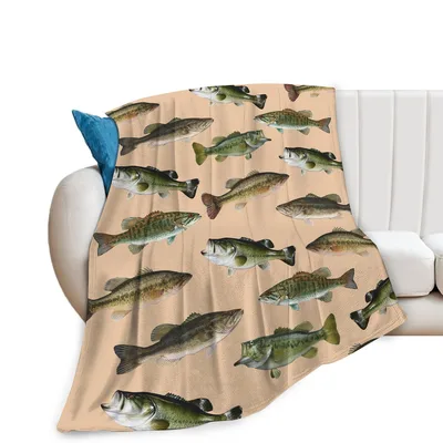 Largemouth Bass Fish Pattern Blanket for Angler Comfort