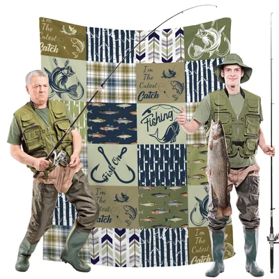Fishing Patchwork Pattern Blanket: Quilt Design for Anglers