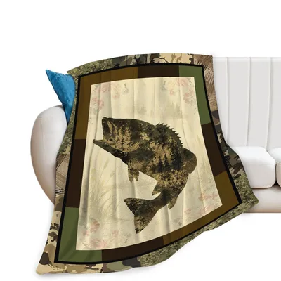 Fishing Camo Bass Blanket: Camouflage Fish Art for Anglers