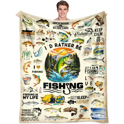 Fishing Lover Fish Collage Blanket for Lake Life Enthusiasts