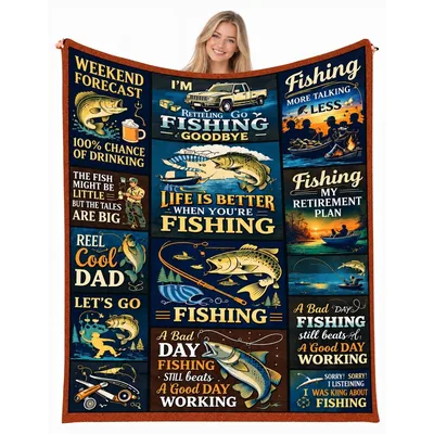 Fishing Lover Collage Blanket featuring funny fishing quotes