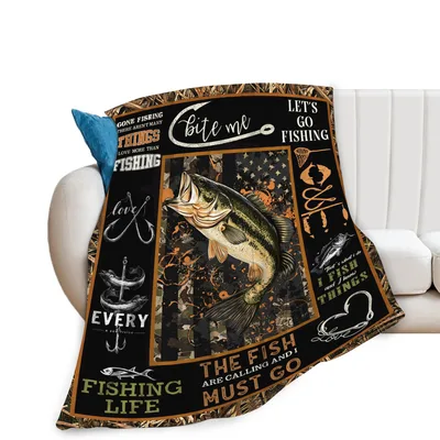 Bass Fishing Fisherman Blanket: Bite Me Bass Design for Anglers