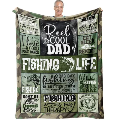 Fishing Dad Quotes Blanket: Reel Cool Dad Design for Anglers