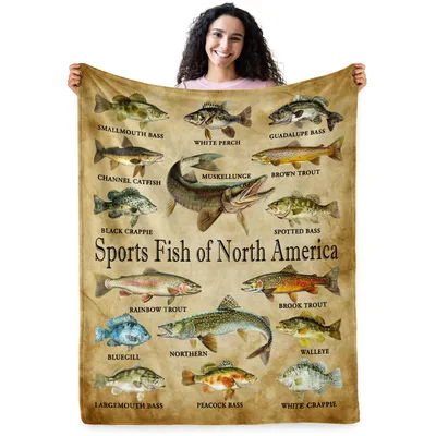 Fishing Species Chart Blanket: Sports Fish of North America Guide