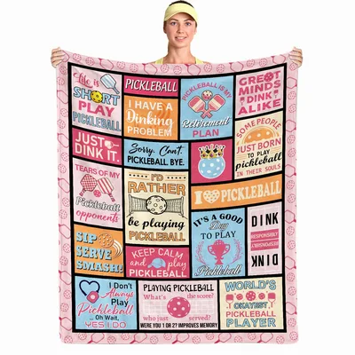 Pickleball Sayings Collage Blanket for Players Who Love Dink Jokes