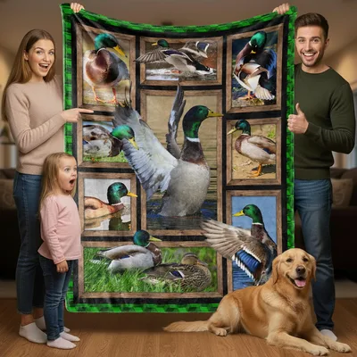 Mallard Duck Photos Blanket: A Photo Collage of Green-Headed Ducks