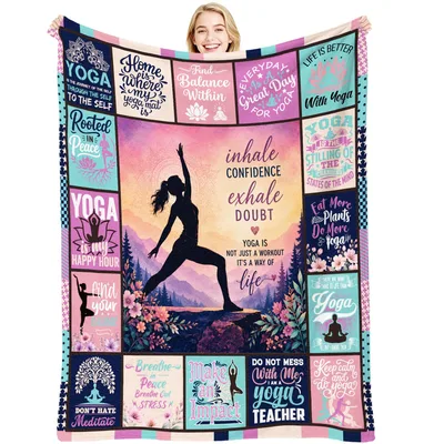 Yoga Quotes Silhouette Blanket: Inhale Confidence Exhale Doubt Design