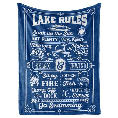 Lake House Rules Blanket: A Blue Print for Lazy Days by the Water