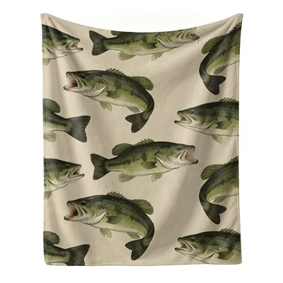 Largemouth Bass Fishing Blanket: Vintage Fish Pattern for Anglers