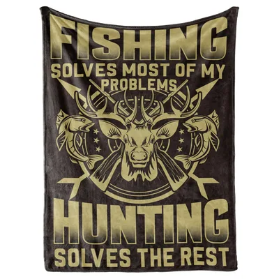 Fishing Hunting Deer Blanket: Fish and Buck Design for Outdoorsmen