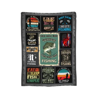 Fishing Humor Quotes Collage Blanket for Bass Lovers