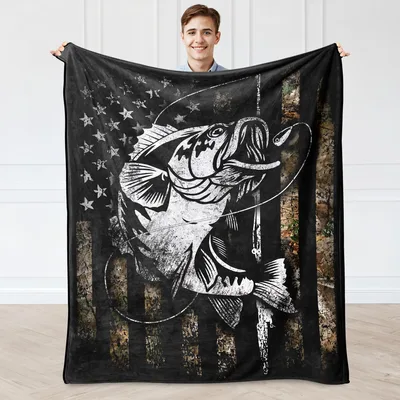 Bass Fish on American Blanket: Camo Flag Design