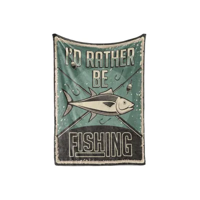 Fishing Retro Poster Blanket: I'd Rather Be Fishing Design