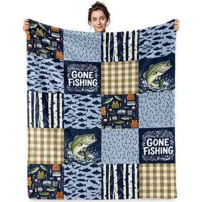 Fishing Patchwork Bass Blanket: Gone Fishing Quilt Design