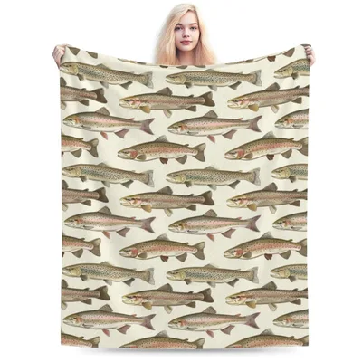Trout Fish Pattern Blanket: A Detailed Illustration of Spotted Trout