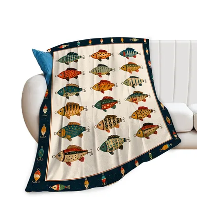 Fishing Lures Fish Blanket: Colorful Lure Pattern for Anglers