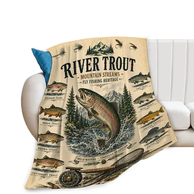 Trout Fishing Fly Fishing Blanket