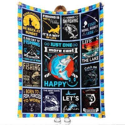 Fishing Humor Collage Blanket: Catch More Casts and Happy Days