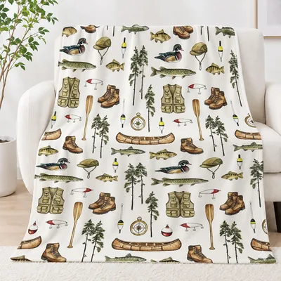 Fishing Pattern Outdoor Gear Blanket: A Classic Fishing Design