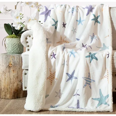 Starfish Coastal Pattern Blanket featuring scattered sea stars